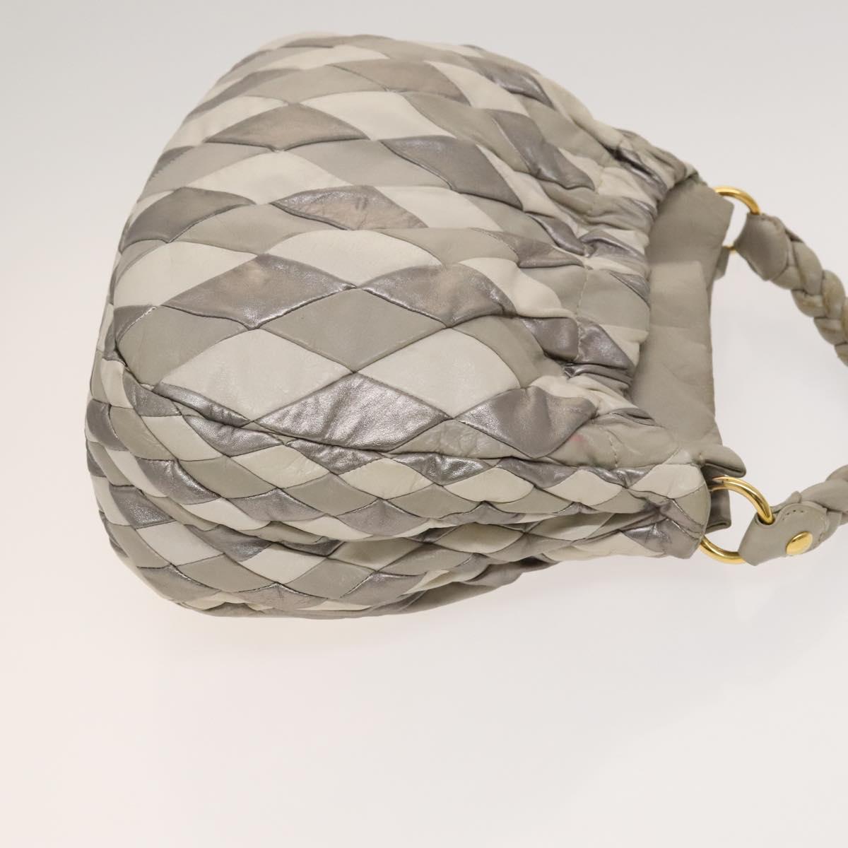Miu Miu Shoulder Bag Leather 2way Gray Gold Auth yk18463