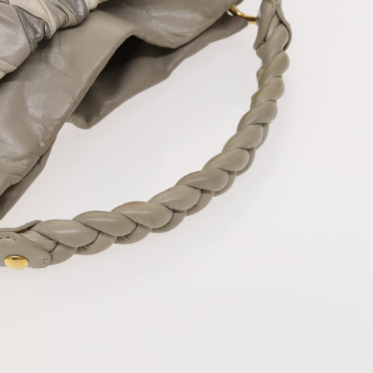 Miu Miu Shoulder Bag Leather 2way Gray Gold Auth yk18463