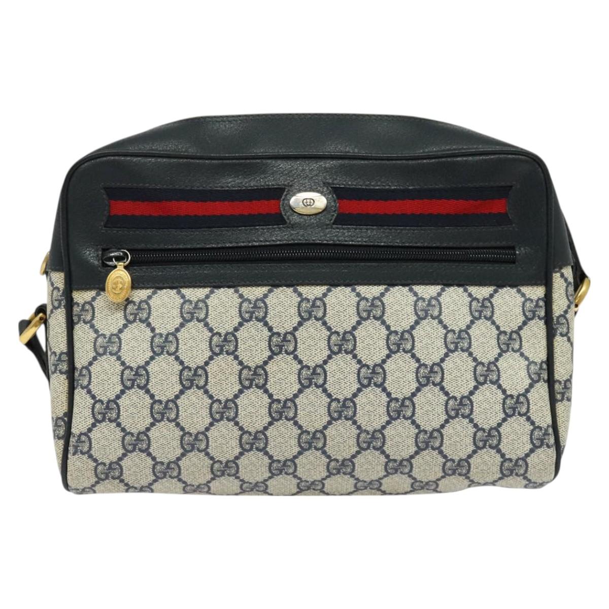 GUCCI GG Supreme Sherry Line Shoulder Bag PVC Navy Gold 001 56 6472 Auth yk18475