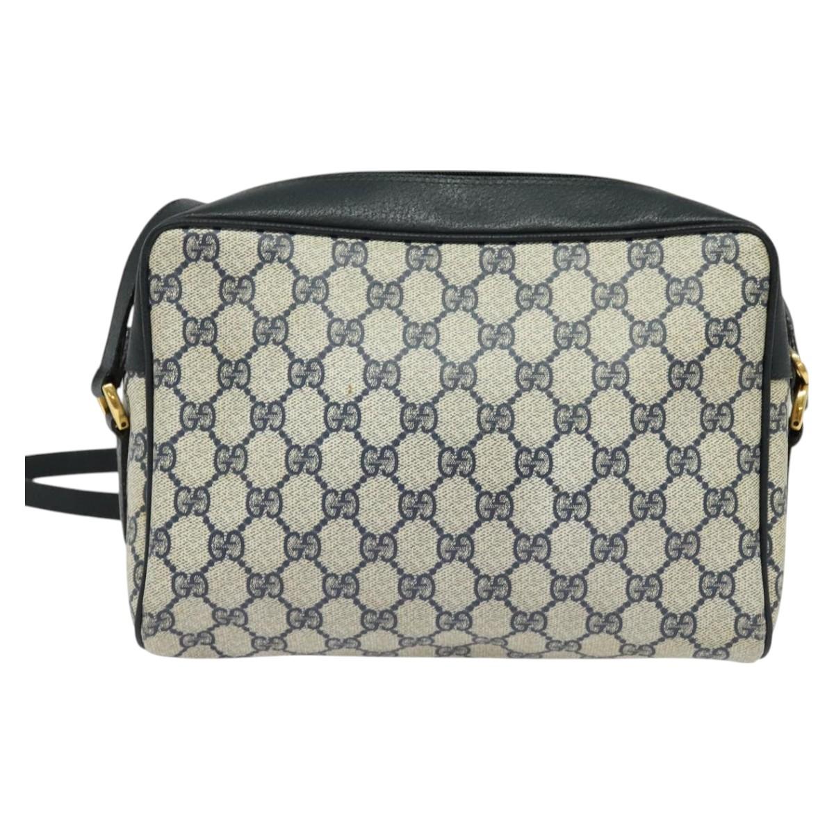 GUCCI GG Supreme Sherry Line Shoulder Bag PVC Navy Gold 001 56 6472 Auth yk18475