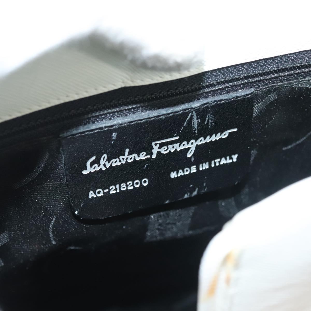 Salvatore Ferragamo Shoulder Bag Leather White Silver Auth yk18499
