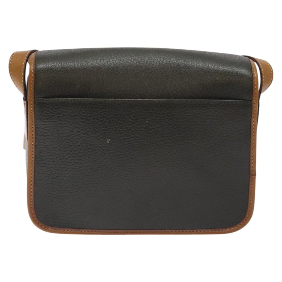 CELINE Shoulder Bag Leather Khaki Gold Auth yk18543