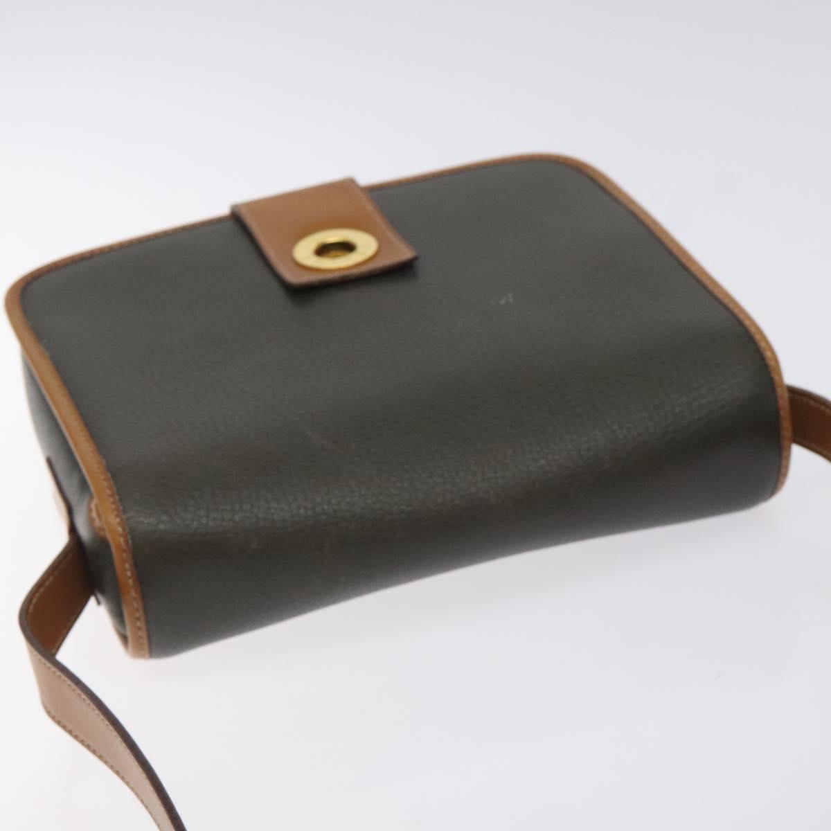 CELINE Shoulder Bag Leather Khaki Gold Auth yk18543