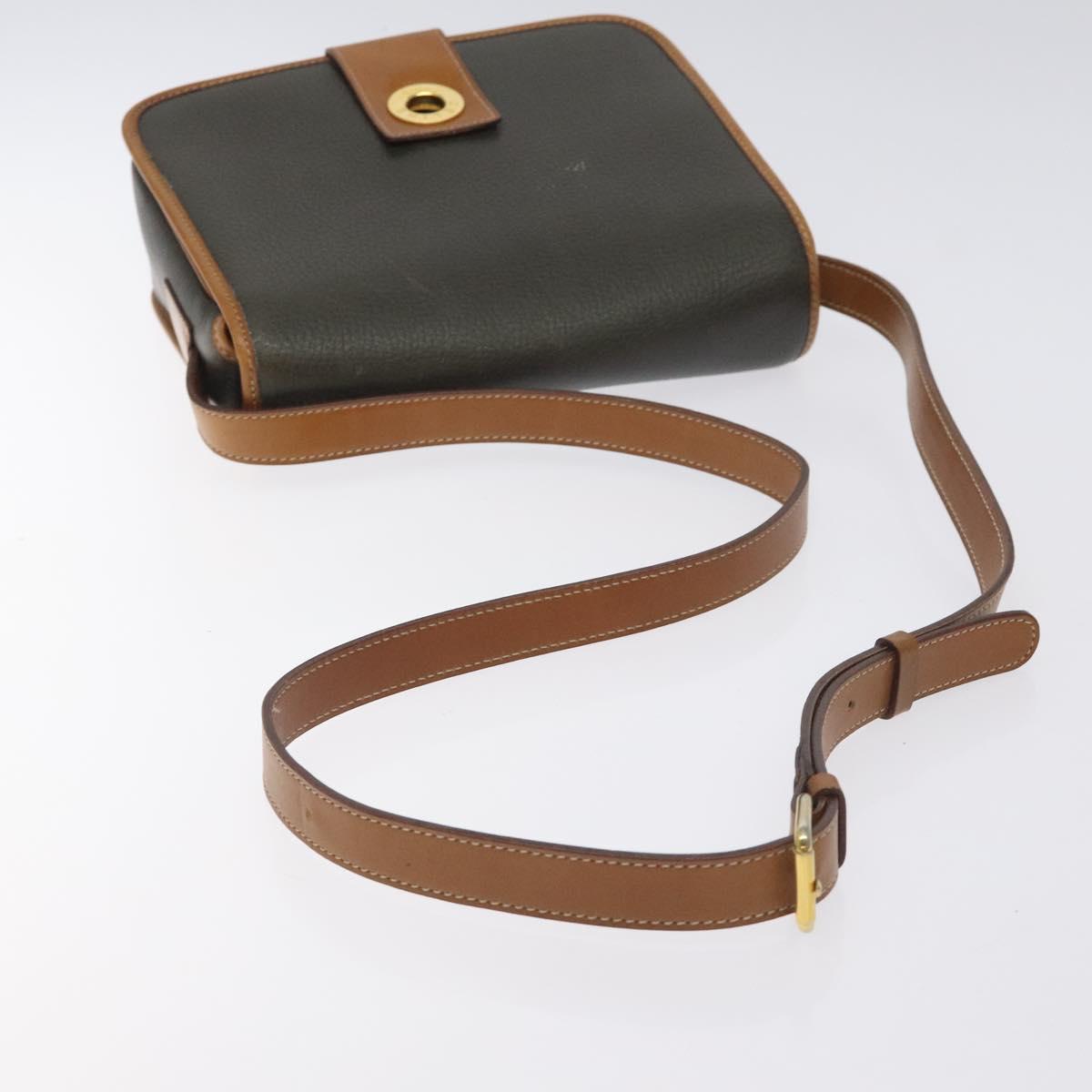 CELINE Shoulder Bag Leather Khaki Gold Auth yk18543