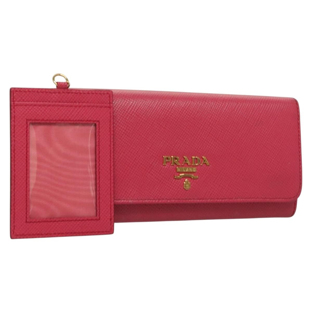 PRADA Long Wallet Safiano Leather Pink Auth yk18575