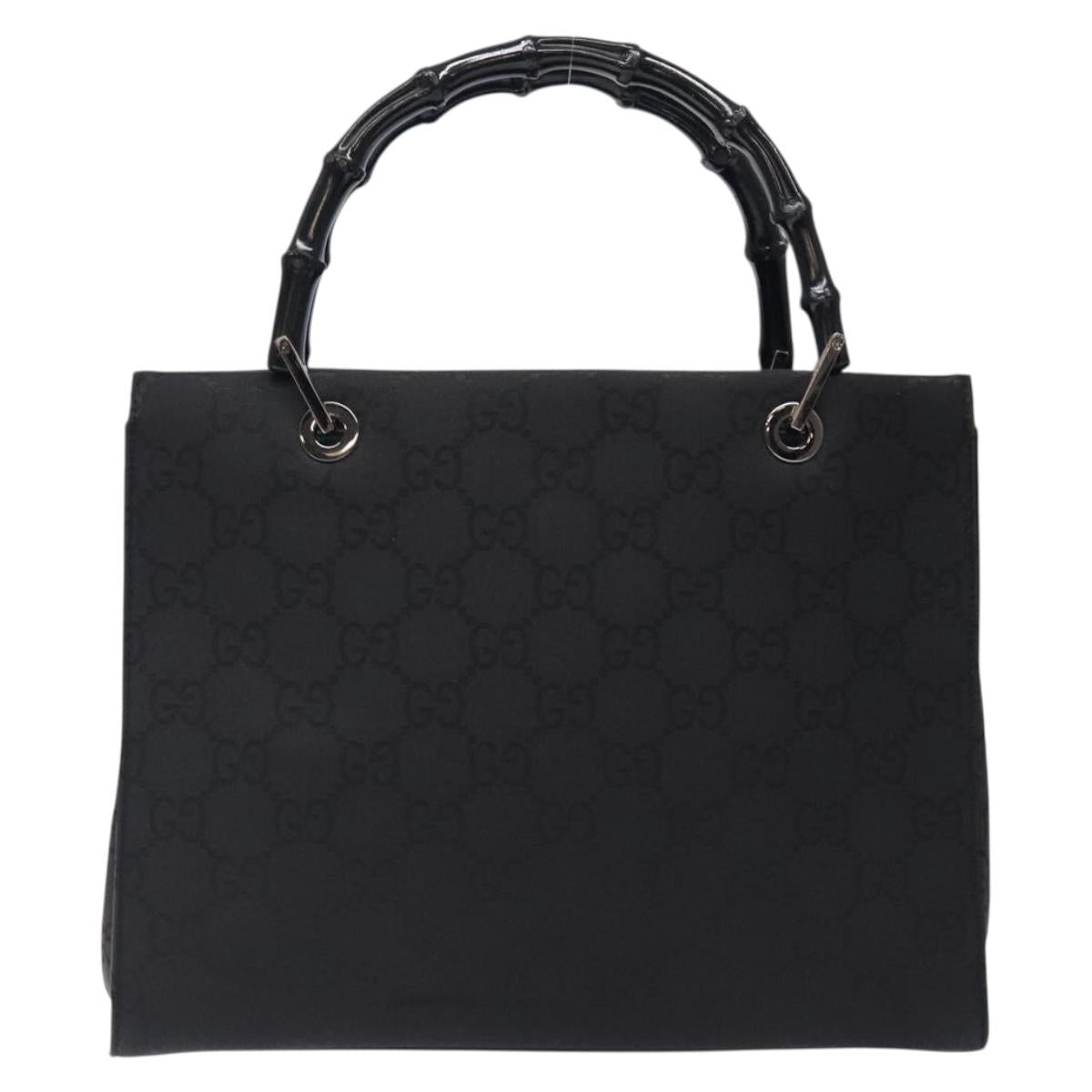 GUCCI Bamboo GG Canvas Hand Bag Black 002 1016 Auth yk18592