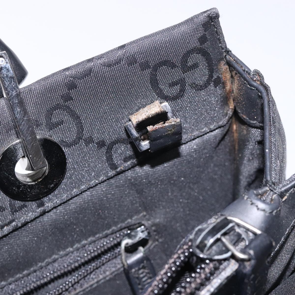 GUCCI Bamboo GG Canvas Hand Bag Black 002 1016 Auth yk18592