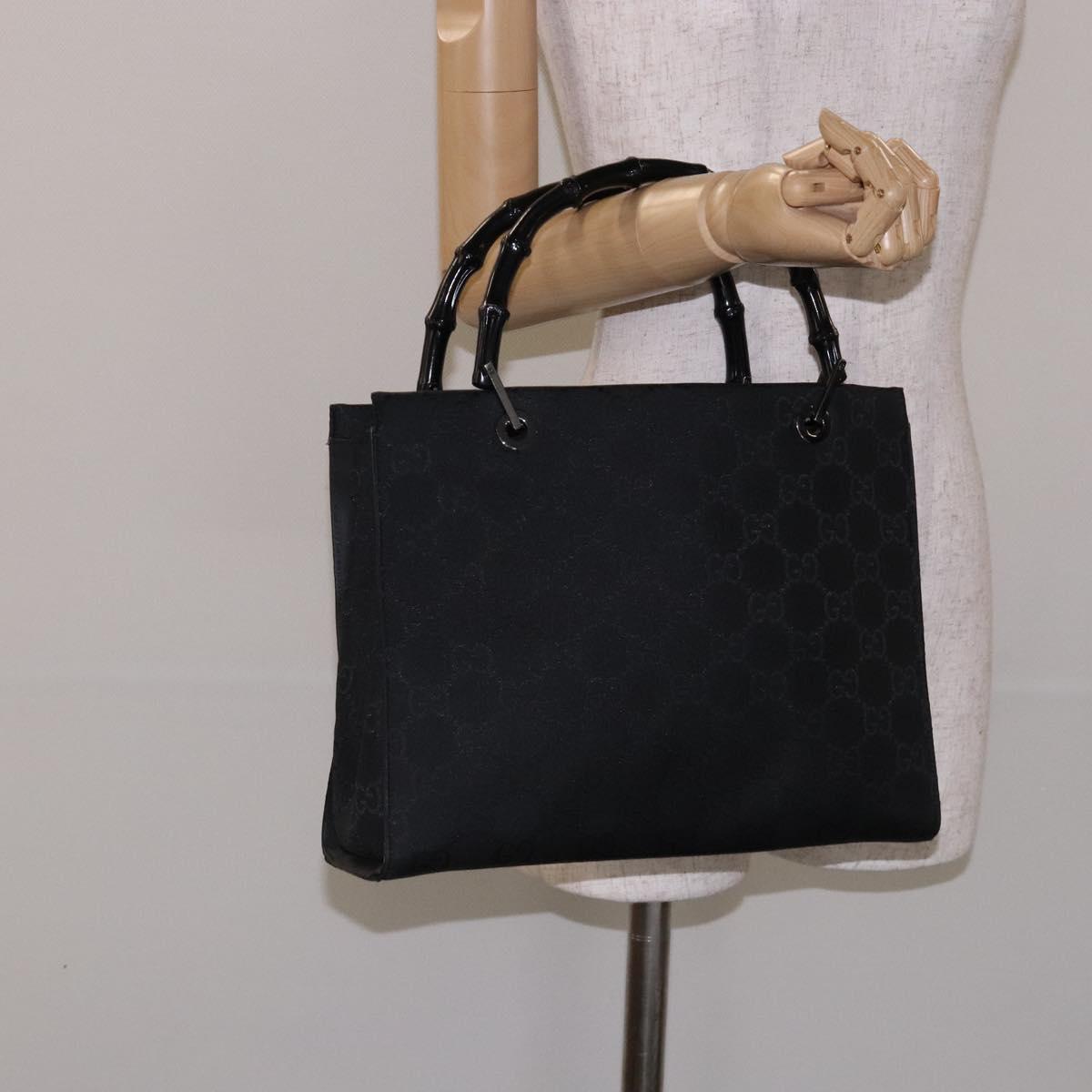 GUCCI Bamboo GG Canvas Hand Bag Black 002 1016 Auth yk18592