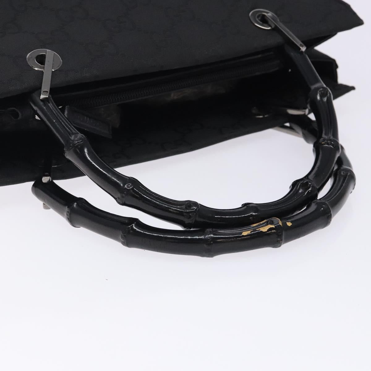 GUCCI Bamboo GG Canvas Hand Bag Black 002 1016 Auth yk18592