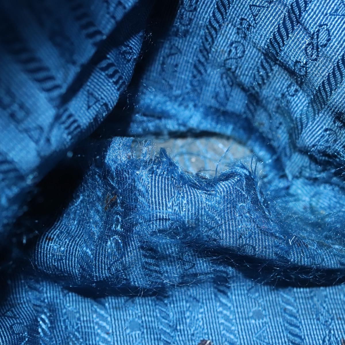 PRADA Tote Bag Leather Blue Gold Auth yk18608