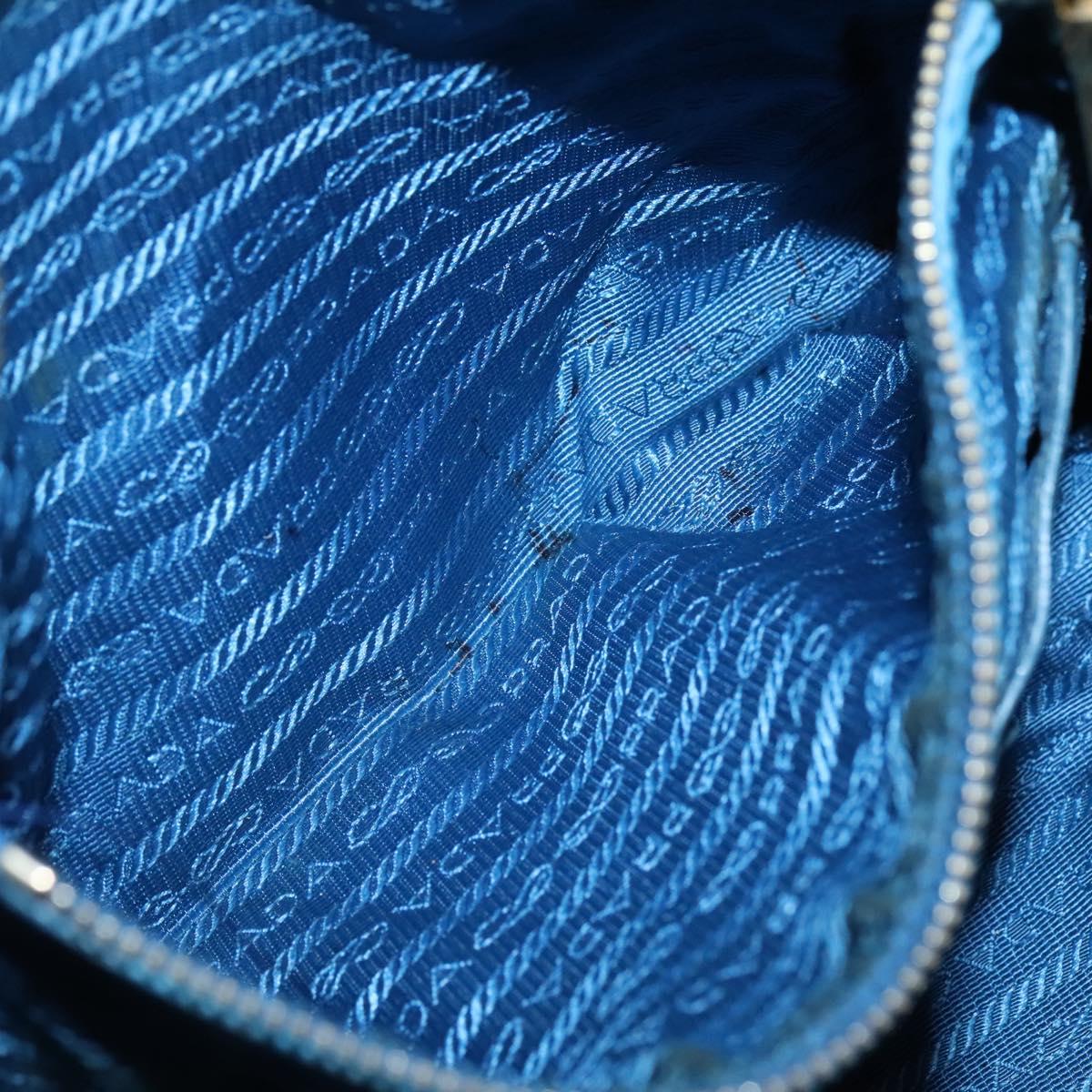 PRADA Tote Bag Leather Blue Gold Auth yk18608