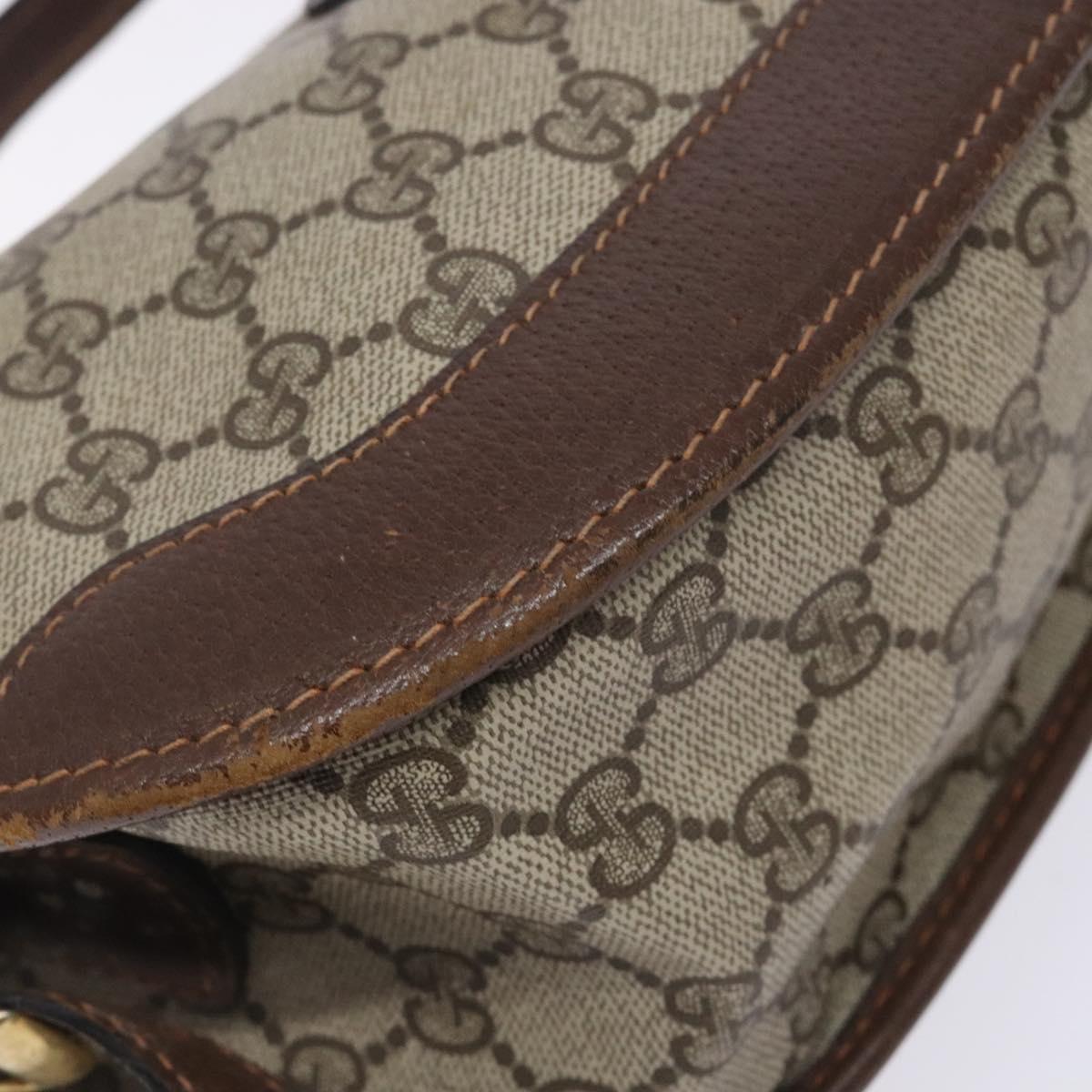 GUCCI GG Supreme Shoulder Bag PVC Beige Gold Auth yk18609
