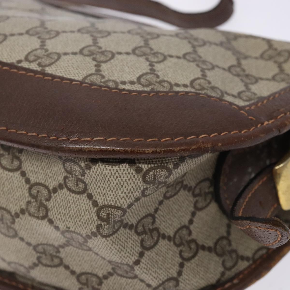 GUCCI GG Supreme Shoulder Bag PVC Beige Gold Auth yk18609