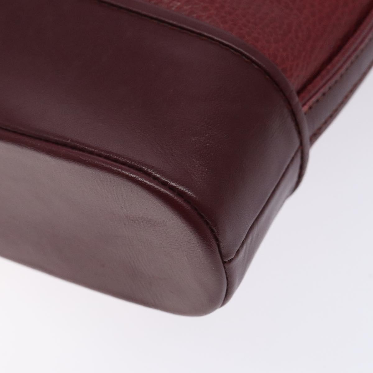 CARTIER Shoulder Bag Leather Bordeaux Gold Auth yk18612