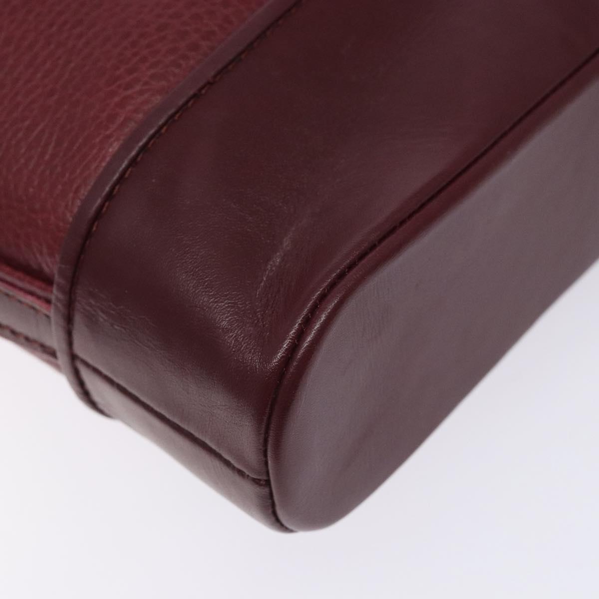 CARTIER Shoulder Bag Leather Bordeaux Gold Auth yk18612