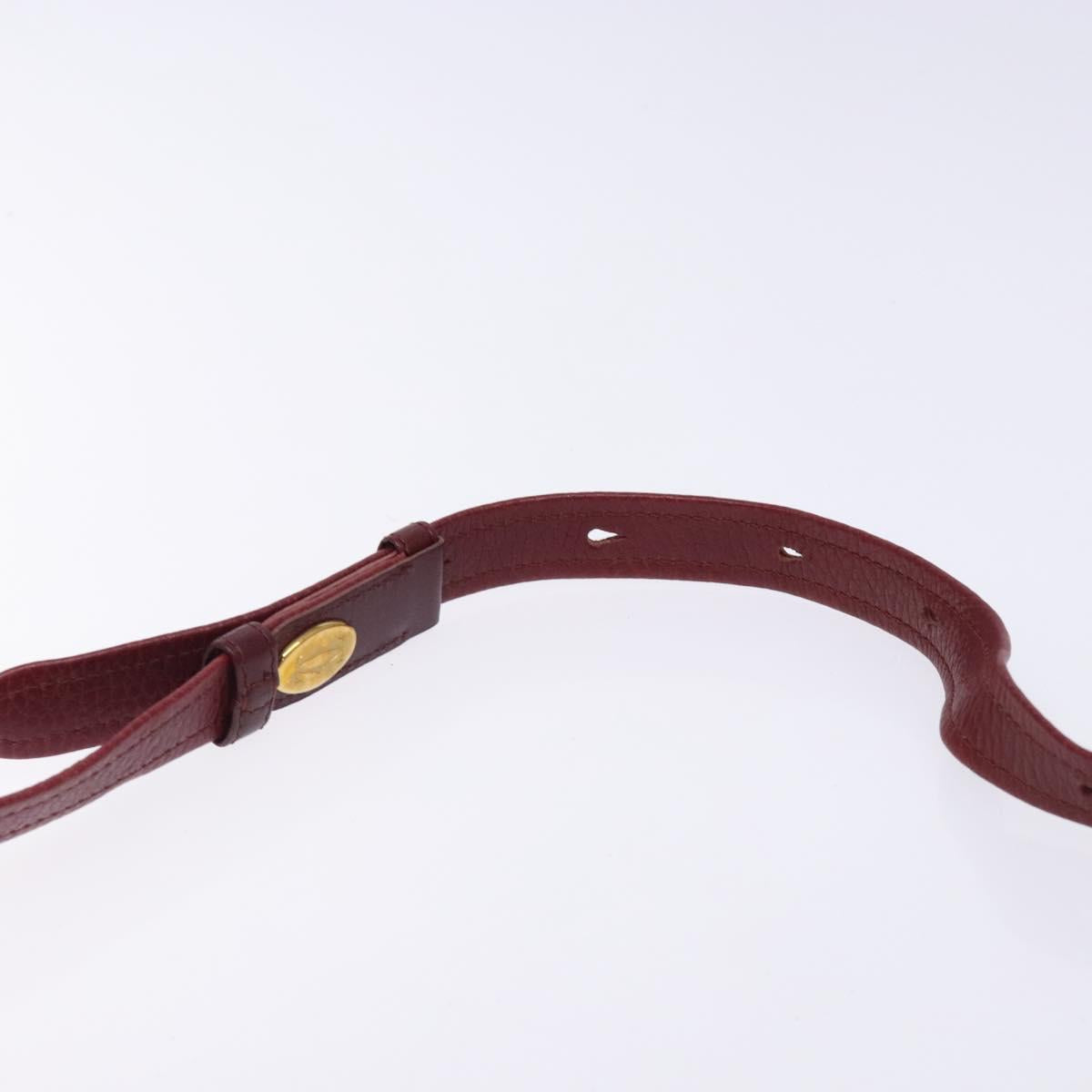 CARTIER Shoulder Bag Leather Bordeaux Gold Auth yk18612