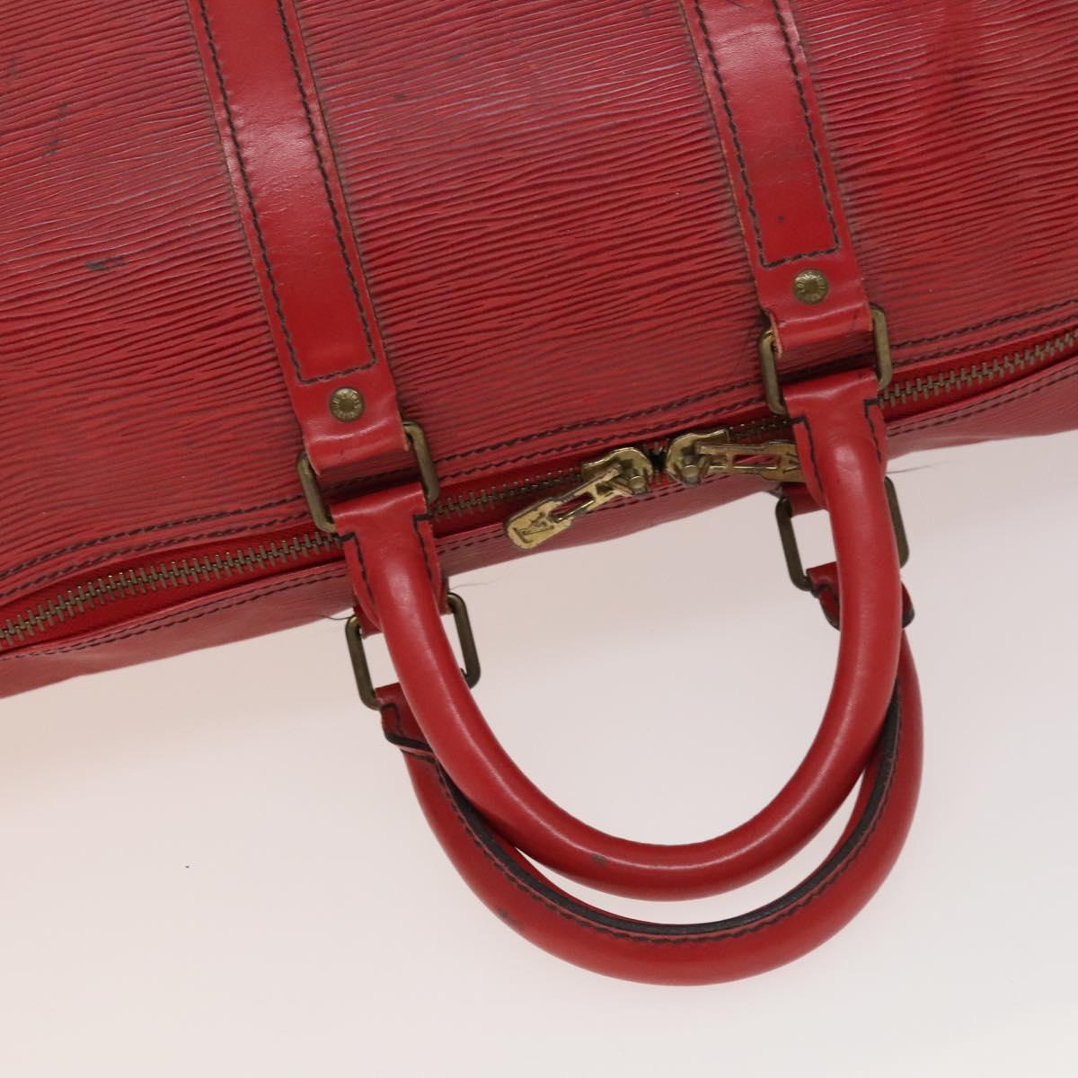 LOUIS VUITTON Epi Keepall 45 Boston Bag Red M42977 LV Auth yk18614