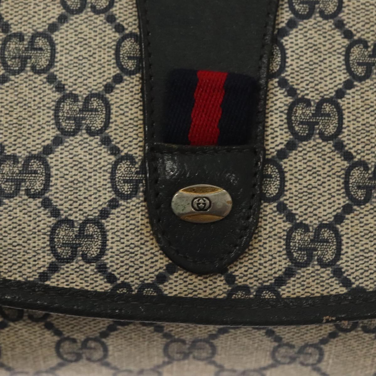 GUCCI GG Supreme Sherry Line Clutch Bag PVC Navy 89 01 030 Auth yk18615