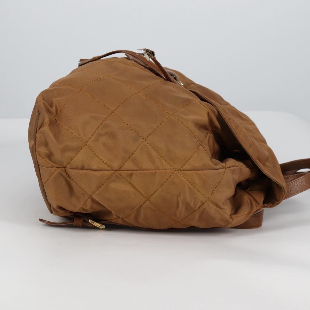 PRADA Backpack Nylon Brown Gold Auth yk18648