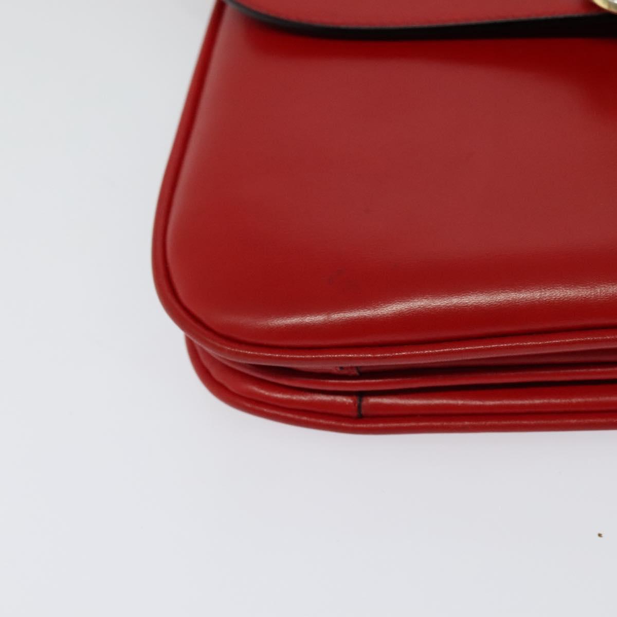 CELINE Shoulder Bag Leather Red Gold Auth yk18689