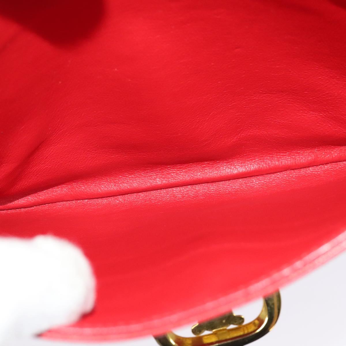 CELINE Shoulder Bag Leather Red Gold Auth yk18689