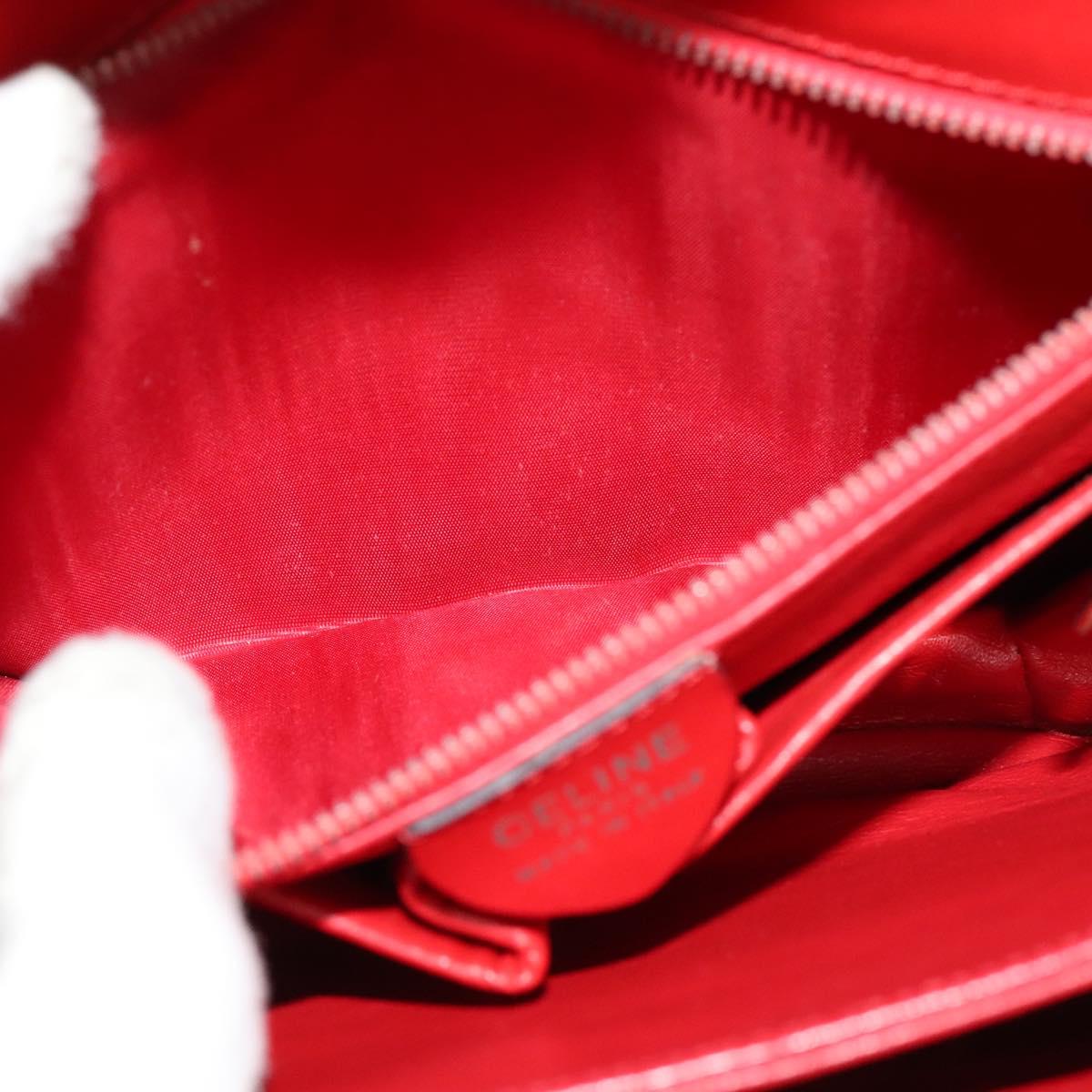 CELINE Shoulder Bag Leather Red Gold Auth yk18689