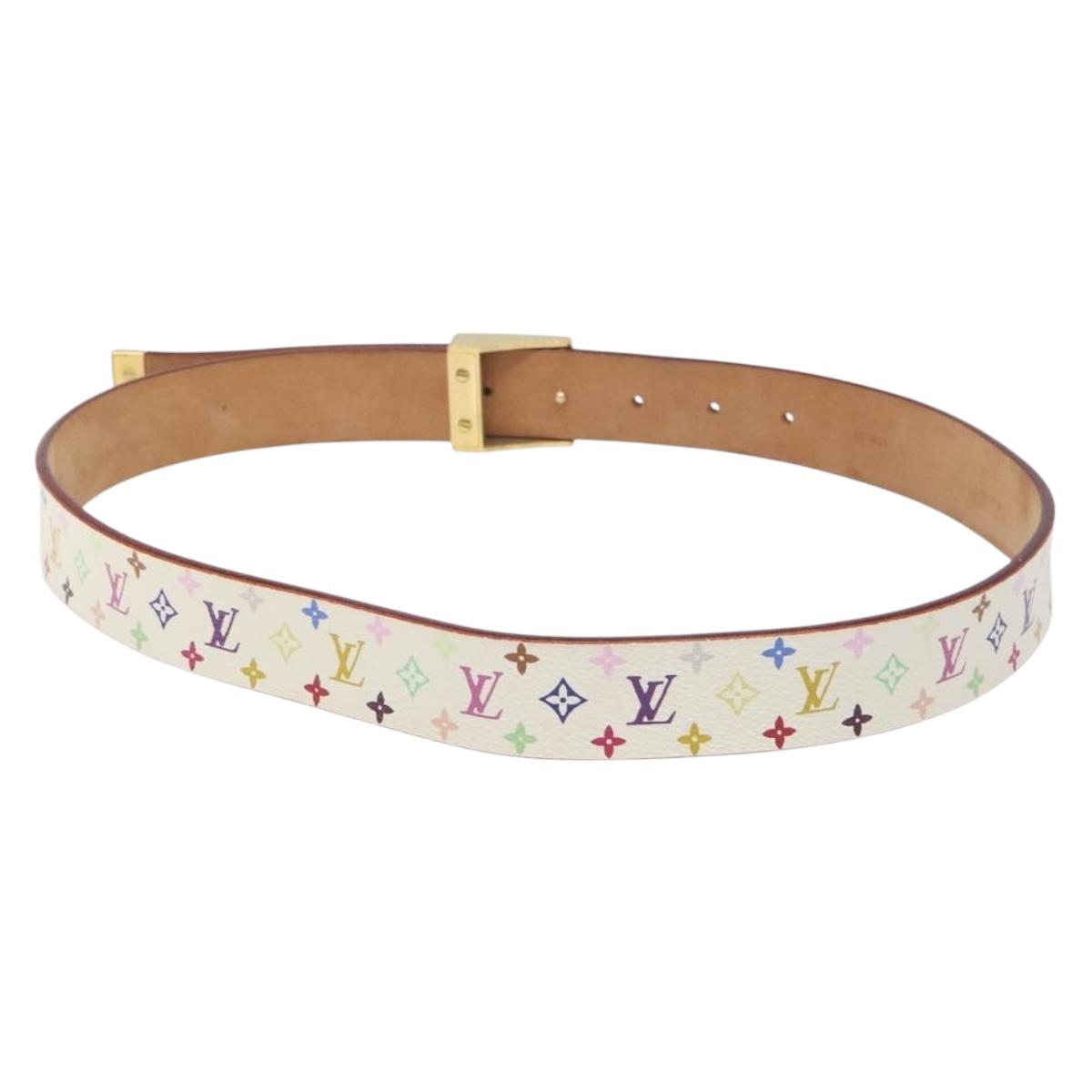 LOUIS VUITTON Monogram Multicolor Ceinture Care Belt White LV Auth yk18692