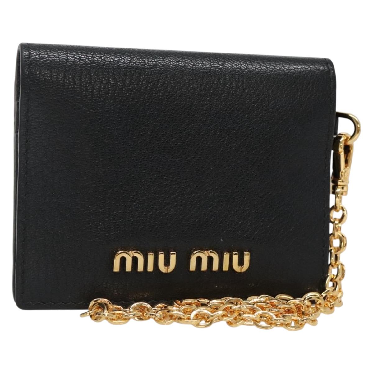 Miu Miu Pass Case Leather Black Auth yk18696V