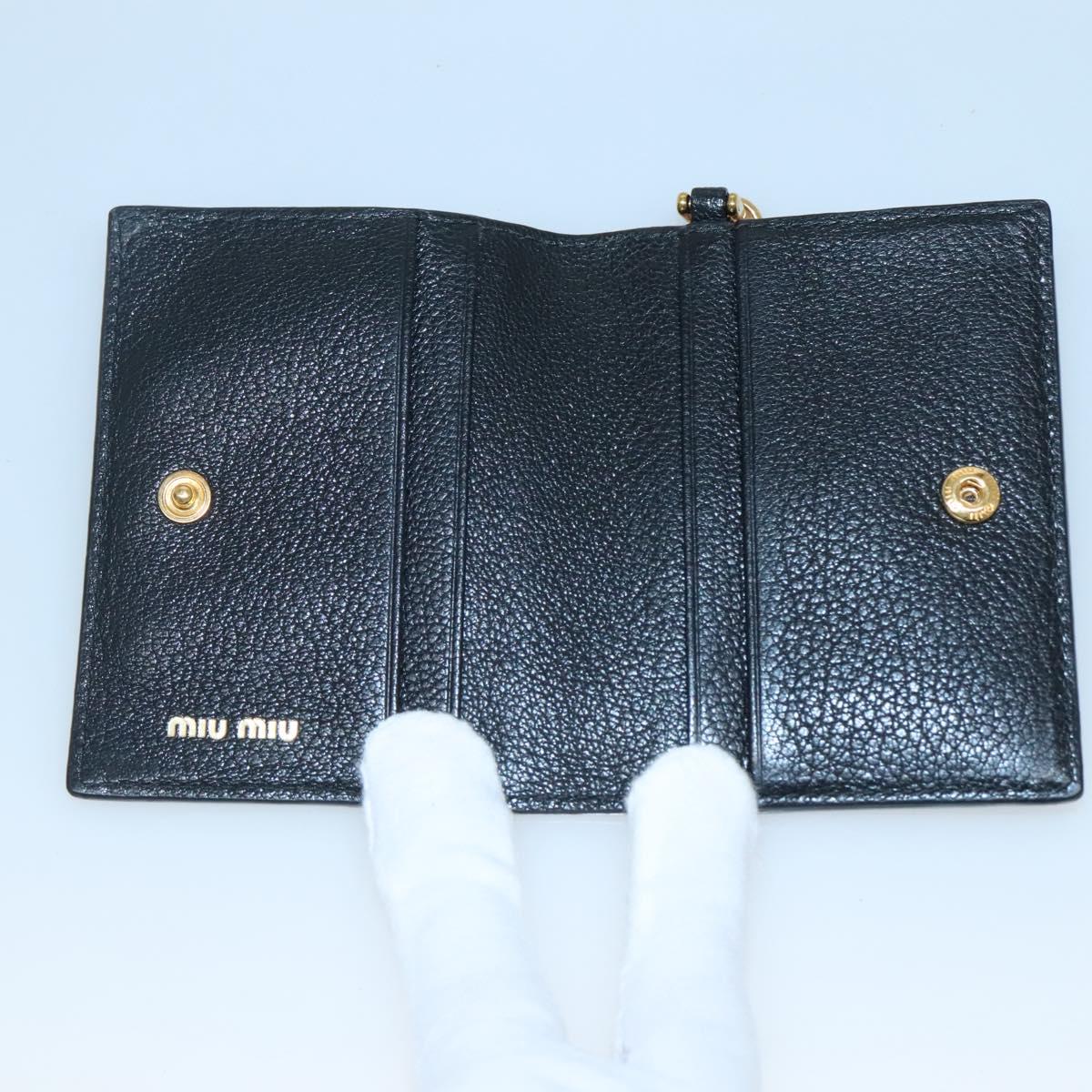 Miu Miu Pass Case Leather Black Auth yk18696V