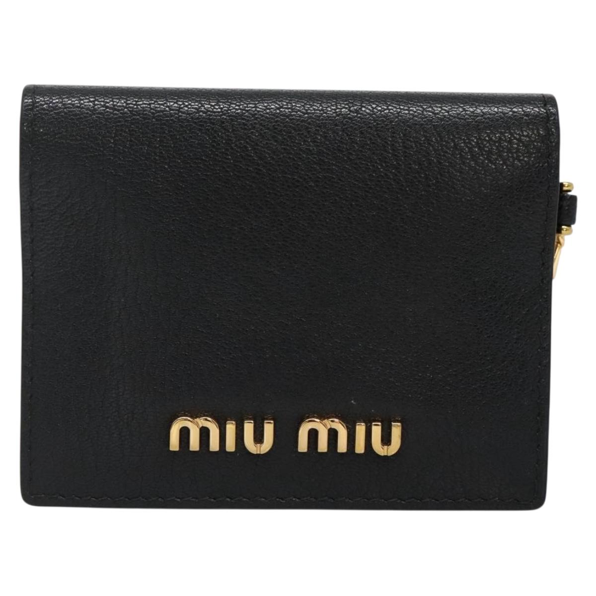 Miu Miu Pass Case Leather Black Auth yk18696V
