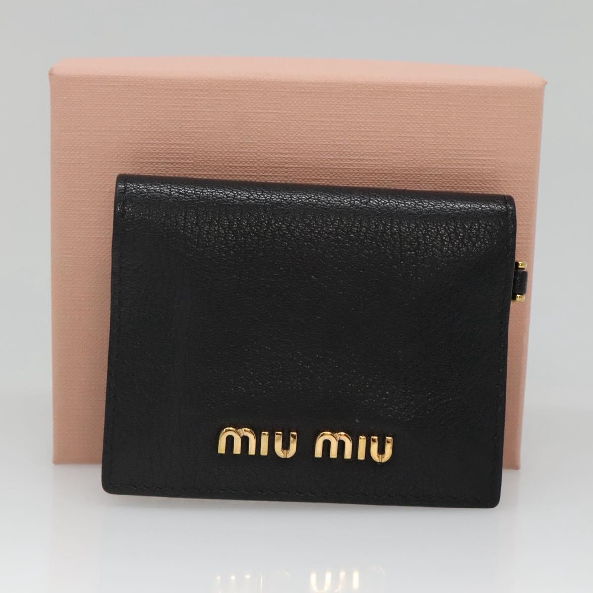 Miu Miu Pass Case Leather Black Auth yk18696V