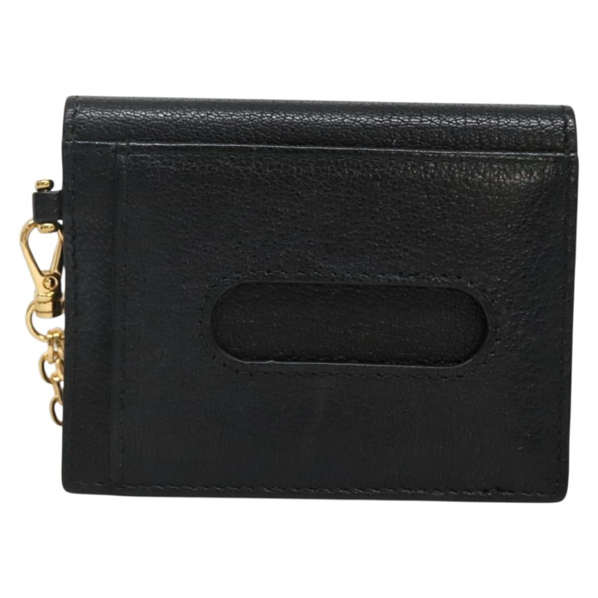 Miu Miu Pass Case Leather Black Auth yk18696V