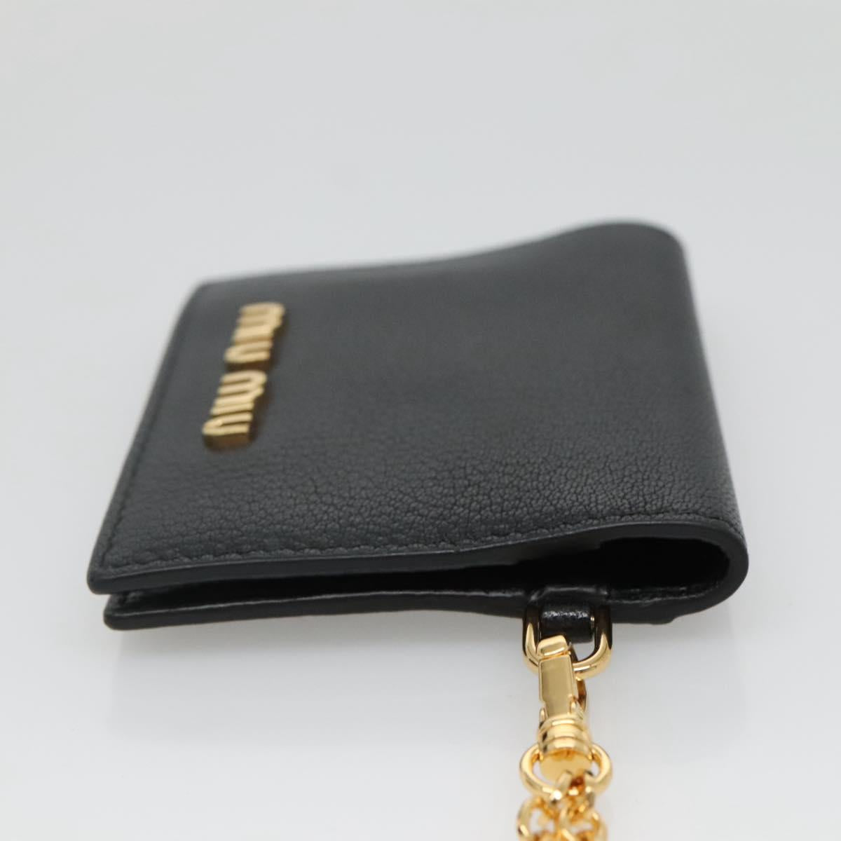 Miu Miu Pass Case Leather Black Auth yk18696V