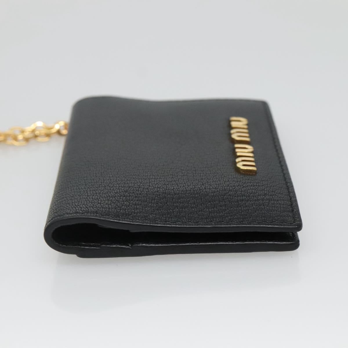 Miu Miu Pass Case Leather Black Auth yk18696V