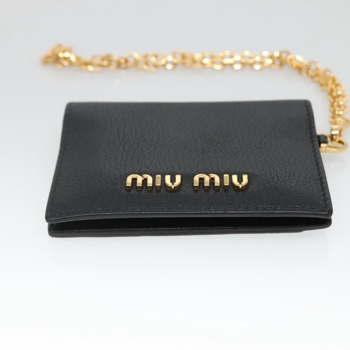 Miu Miu Pass Case Leather Black Auth yk18696V