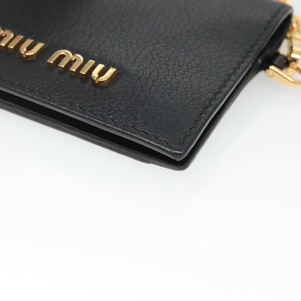 Miu Miu Pass Case Leather Black Auth yk18696V