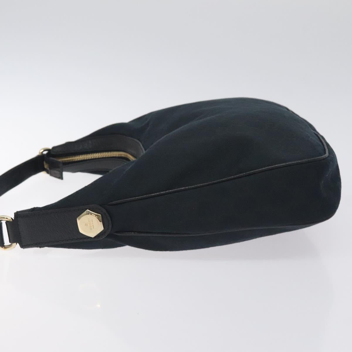GUCCI GG Canvas Shoulder Bag Black Gold 153010 Auth yk18700V