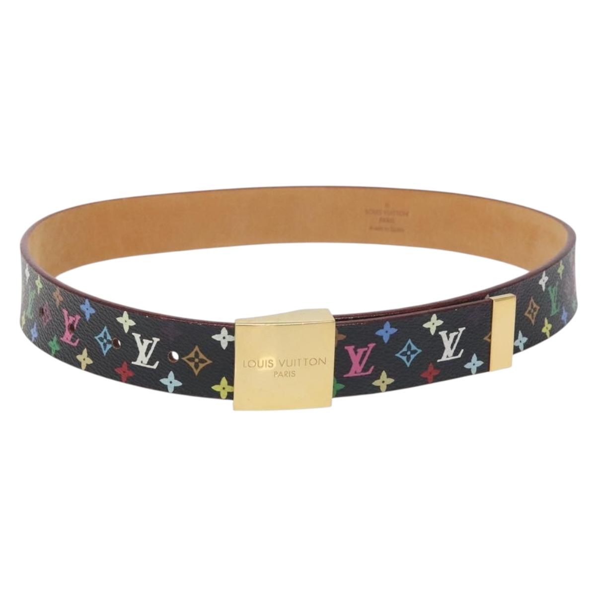 LOUIS VUITTON Monogram Multicolor Ceinture Care Belt Black LV Auth yk18706