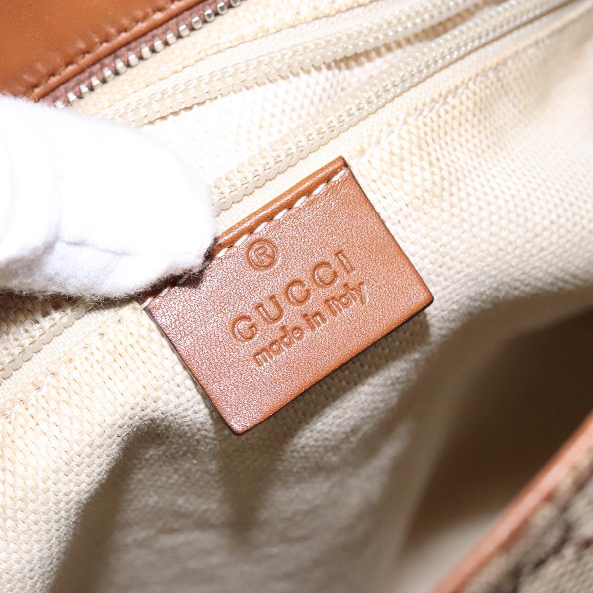 GUCCI GG Canvas Shoulder Bag Beige Silver 308930 Auth yk18742