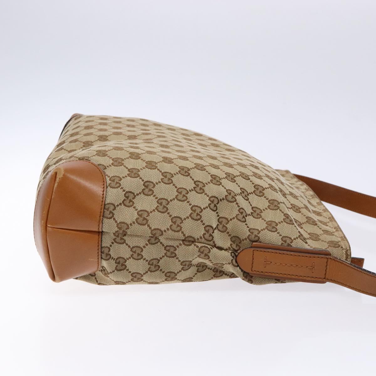 GUCCI GG Canvas Shoulder Bag Beige Silver 308930 Auth yk18742