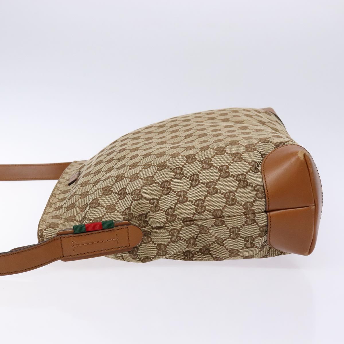 GUCCI GG Canvas Shoulder Bag Beige Silver 308930 Auth yk18742