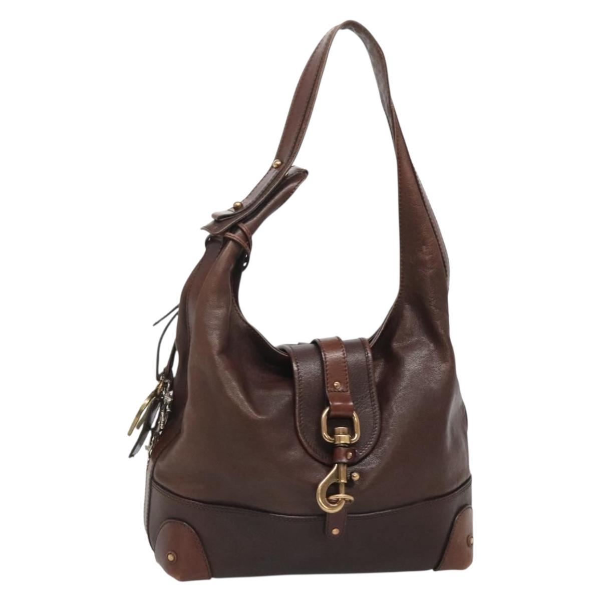 Chloe Kerala Shoulder Bag Leather Brown Gold Auth yk18758