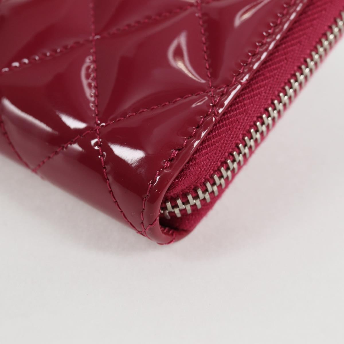 CHANEL Matelasse Brilliant Long Wallet Enamel Pink Silver CC Auth yk18767V