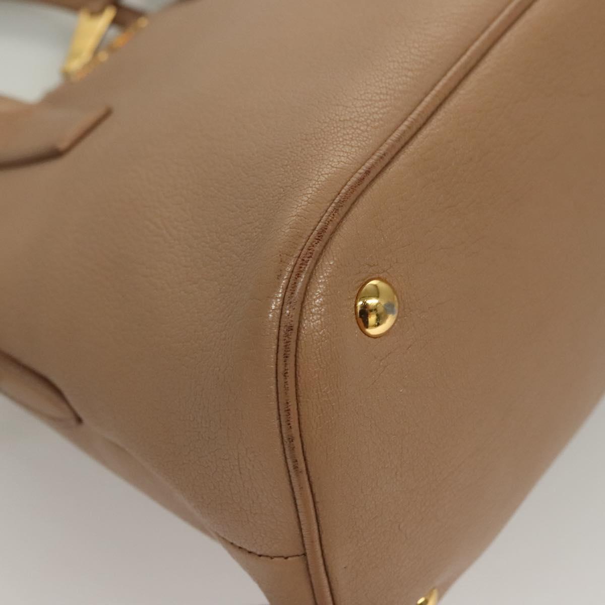 Miu Miu Hand Bag Leather 2way Beige Gold Auth yk18770