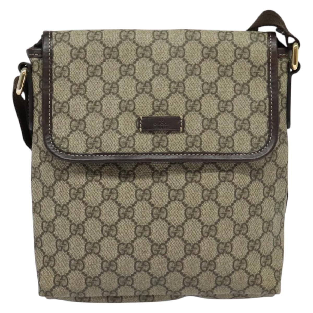 GUCCI GG Supreme Shoulder Bag PVC Beige Gold 223666 Auth yk18788