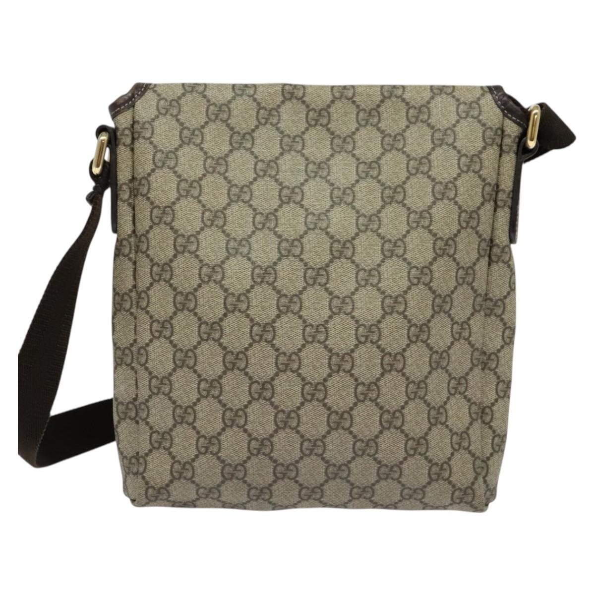 GUCCI GG Supreme Shoulder Bag PVC Beige Gold 223666 Auth yk18788