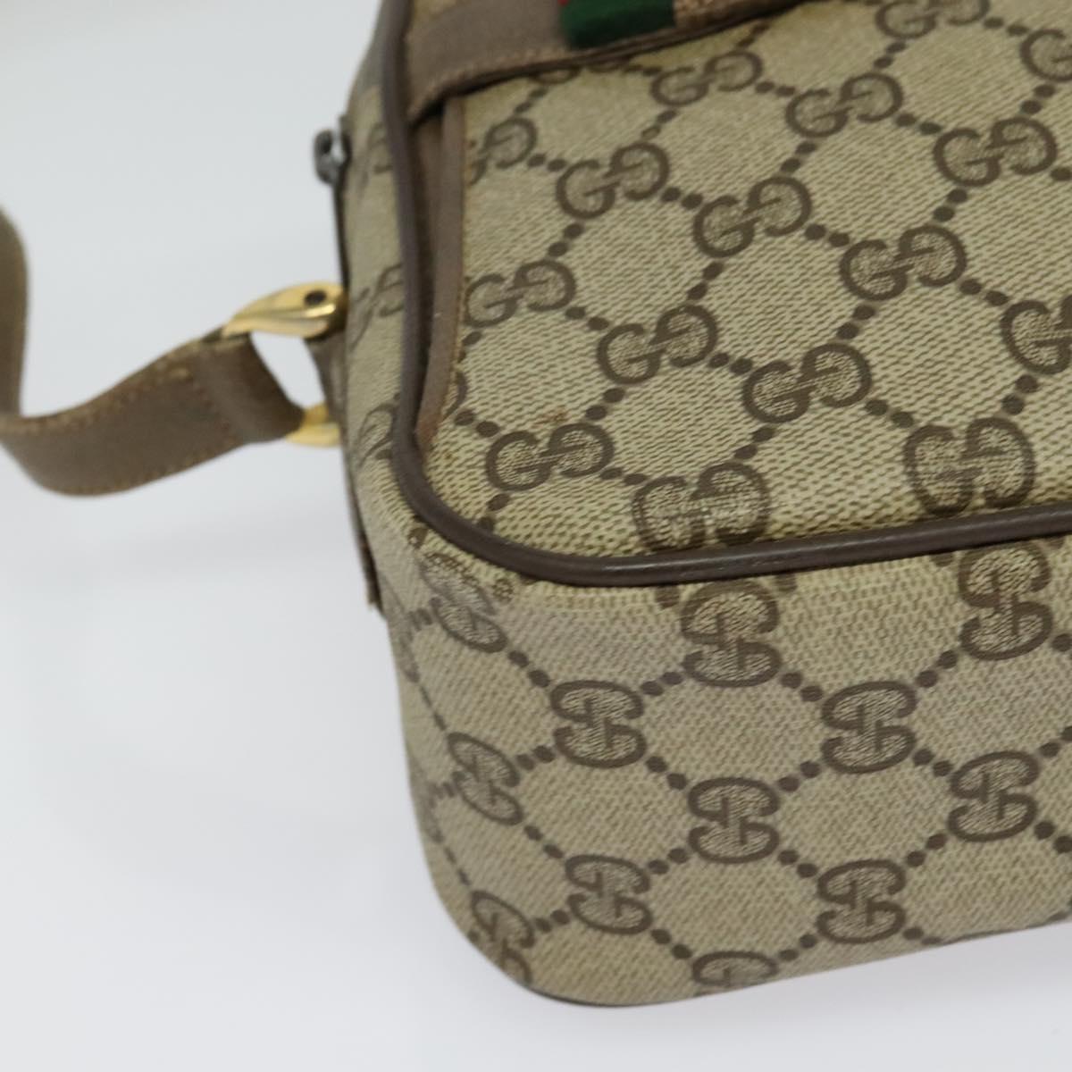 GUCCI GG Supreme Web Sherry Line Shoulder Bag PVC Beige 904 02 049 Auth yk18789