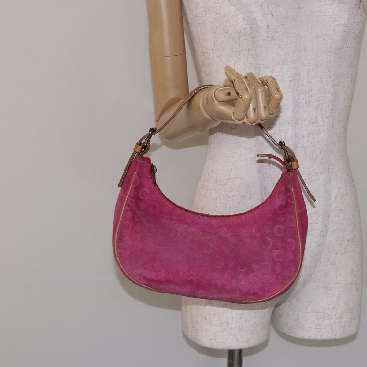 CELINE C Macadam Canvas Hand Bag Pink Auth yk18794