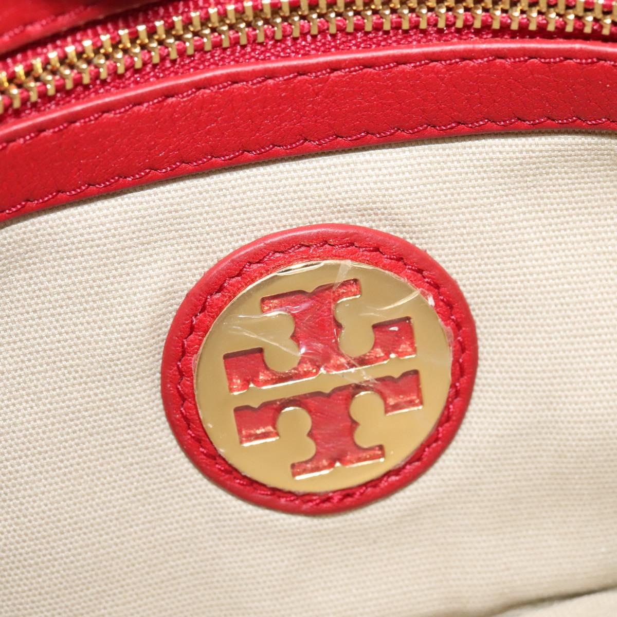 TORY BURCH Chain Amanda Shoulder Bag Leather Red Gold Auth yk18802