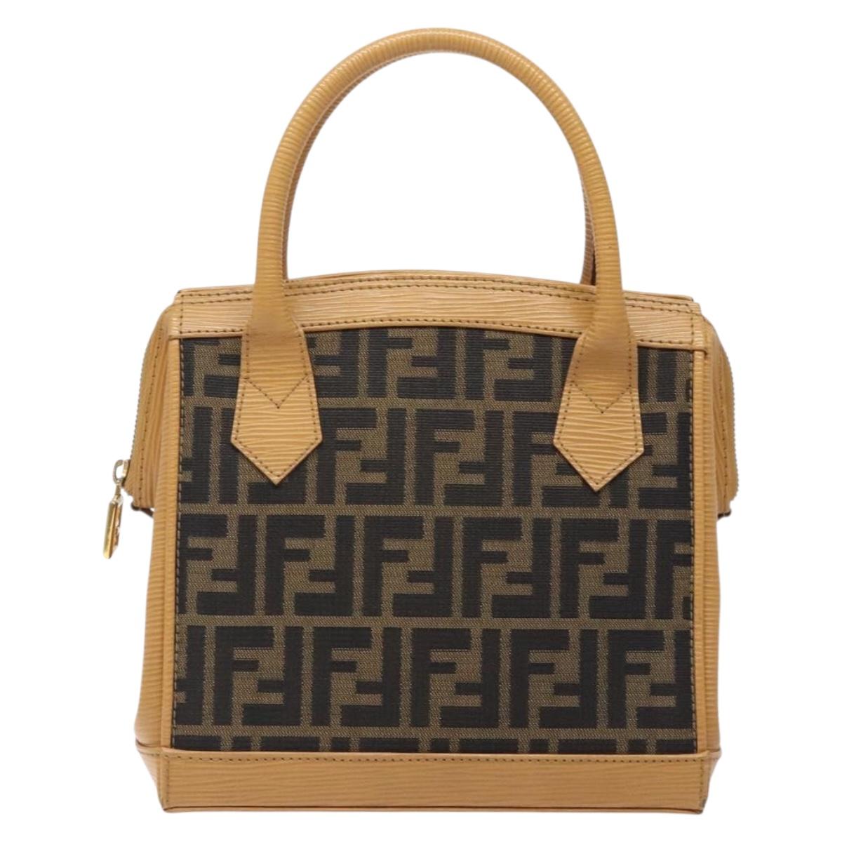 FENDI Zucca Canvas Hand Bag Black Brown Auth yk18810